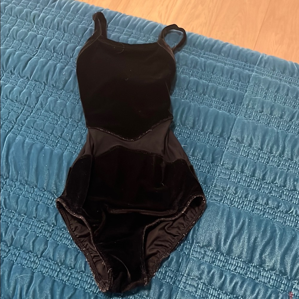 Black Kids velvet dance leotard